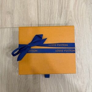 Louis Vuitton Orange Box with Blue Ribbon and Cream Dust Bag